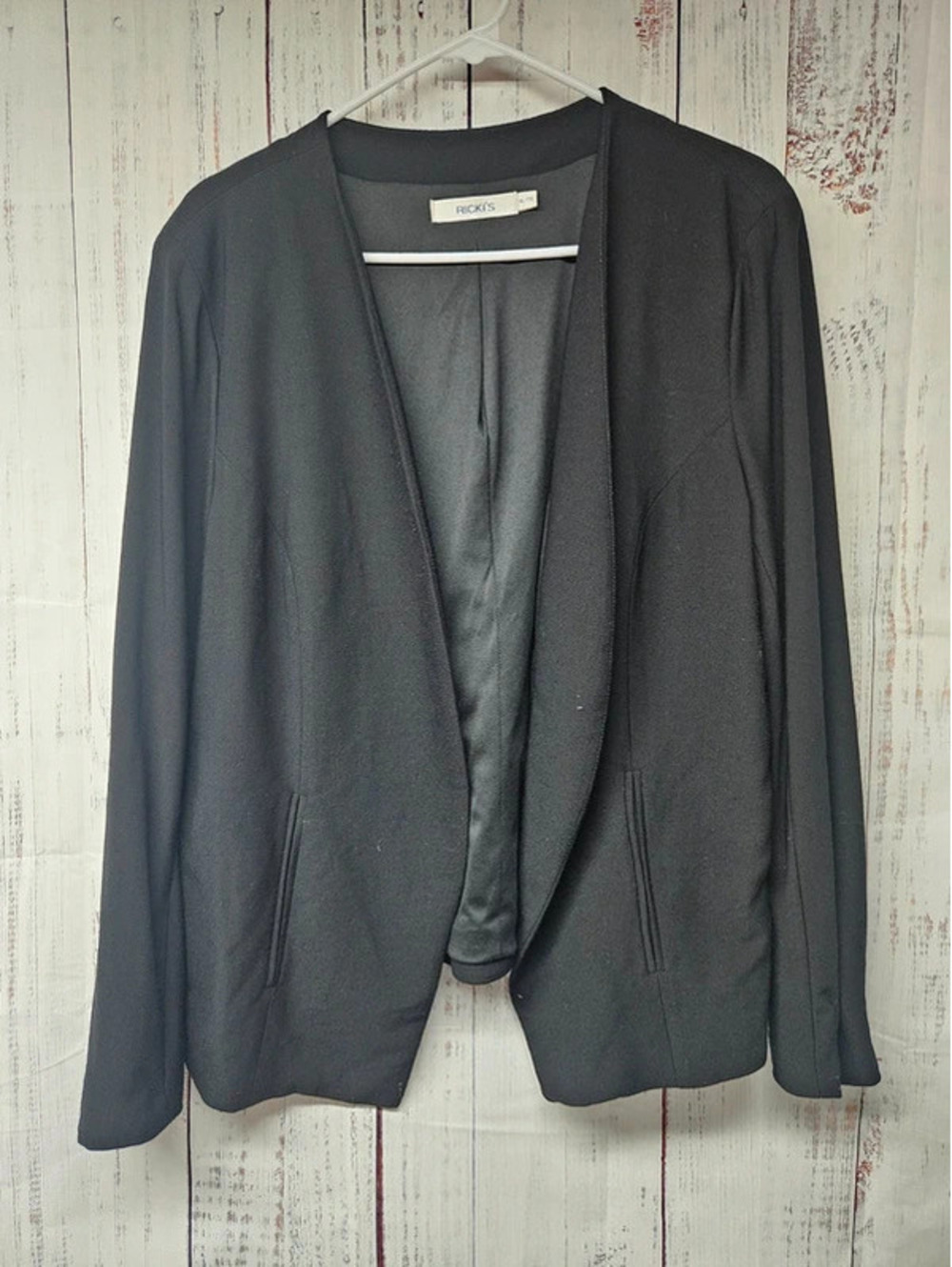 Ricki’s Women’s XL Black Open Front Blazer Lace Up Back Career Jacket